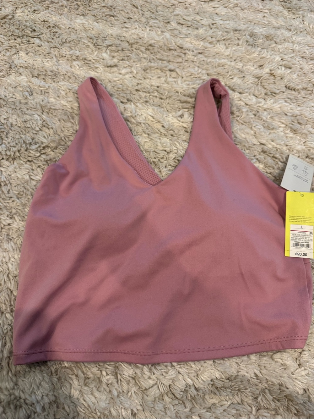 Mauve light support sports bra.